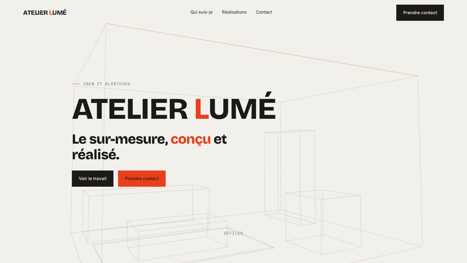 Aperçu du site exemple pour architecte d'intérieur Atelier Lumé